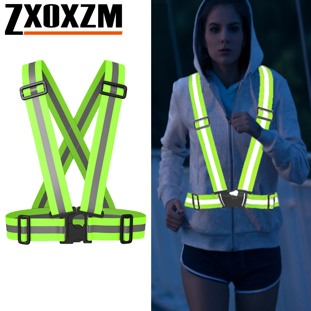 Reflective Cycling Vest - 1개입 야간 러닝 조끼 고가시성 반사,