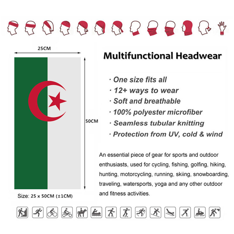 알제리 국기 인쇄 된 두건 모자를 쓰고 있죠 Balac - Cycling Headwear 리뷰 및 가격